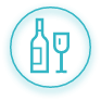 Ikona butelki wina i kieliszka - nadużywanie alkoholu | Osłonka